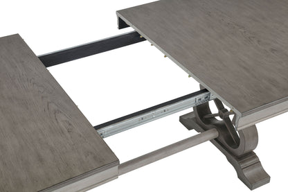 Cresswell 104-inch Double Pedestal Extension Dining Table Weathered Taupe