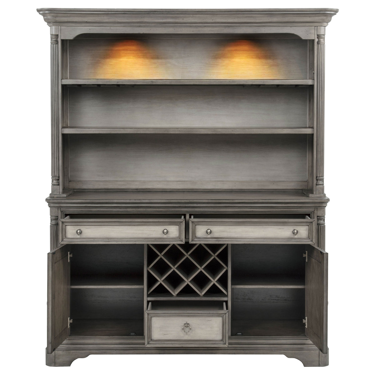 Cresswell 2-door 3-drawer Buffet and Hutch Weathered Taupe