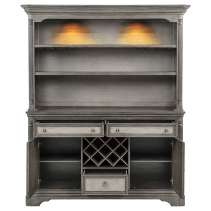 Cresswell 2-door 3-drawer Buffet and Hutch Weathered Taupe