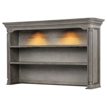 Cresswell 2-tier Touch Light Hutch Display Cabinet Weathered Taupe