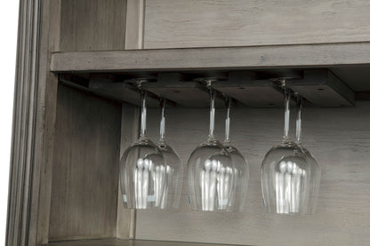 Cresswell 2-tier Touch Light Hutch Display Cabinet Weathered Taupe