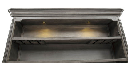 Cresswell 2-tier Touch Light Hutch Display Cabinet Weathered Taupe