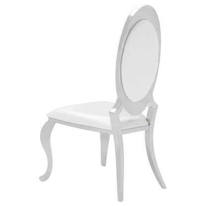 Antoine 7-piece Black Tempered Glass Dining Set Cream White Chairs