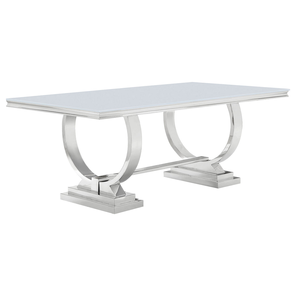 Antoine 7-piece White Tempered Glass Dining Set Cream White Chairs
