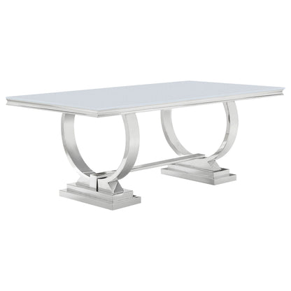 Antoine 7-piece White Tempered Glass Dining Set Cream White Chairs