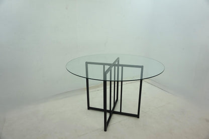 Pace 48-inch Round Glass Top Dining Table Matte Black