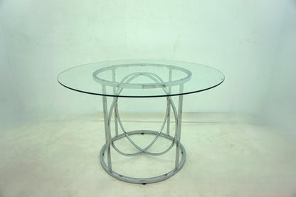 Levy 48-inch Round Glass Top Dining Table Chrome