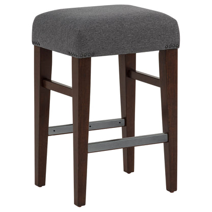 Naser Upholstered Counter Stool Grey and Dark Walnut (Set of 2)
