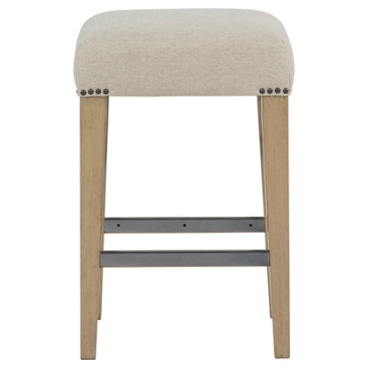 Naser Upholstered Counter Stool Beige and Light Oak (Set of 2)