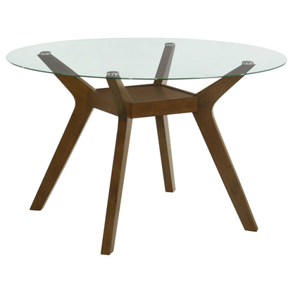 Paxton 5-Piece Round Glass Top Dining Set with Green Parsons Chairs