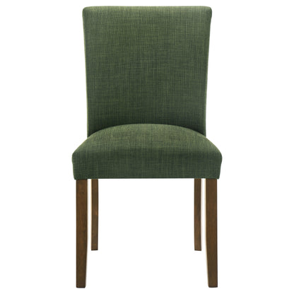 Paxton 5-Piece Round Glass Top Dining Set with Green Parsons Chairs