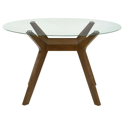Paxton 5-Piece Round Glass Top Dining Set with Grey Parsons Chairs
