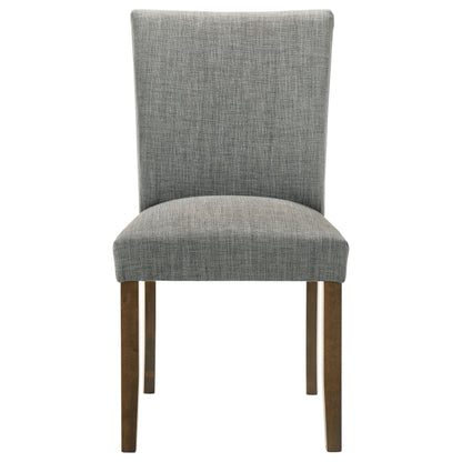 Paxton 5-Piece Round Glass Top Dining Set with Grey Parsons Chairs