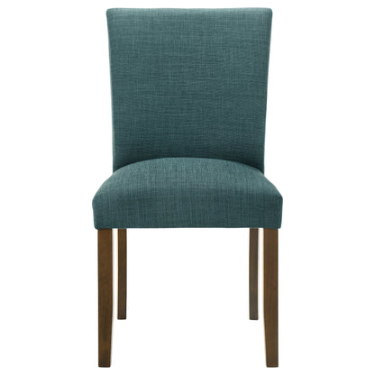 Paxton 5-Piece Round Glass Top Dining Set with Teal Blue Parsons Chairs