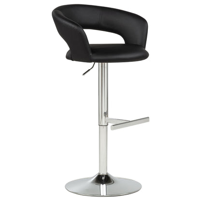 Travia Adjustable Faux Leather Swivel Bar Stool Black and Chrome