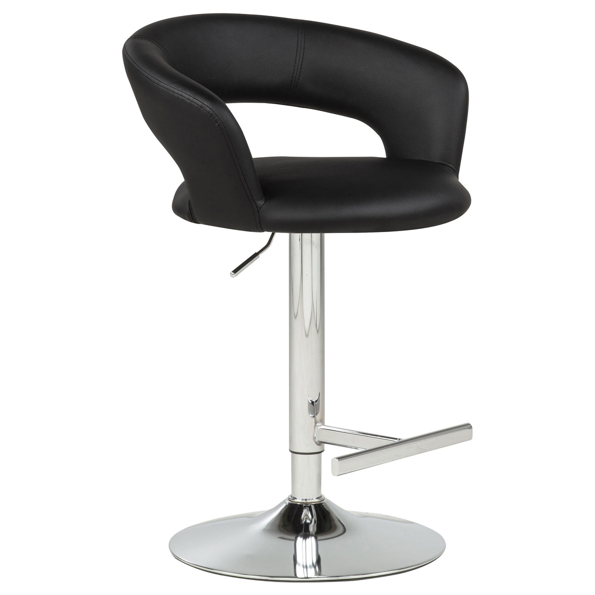 Travia Adjustable Faux Leather Swivel Bar Stool Black and Chrome