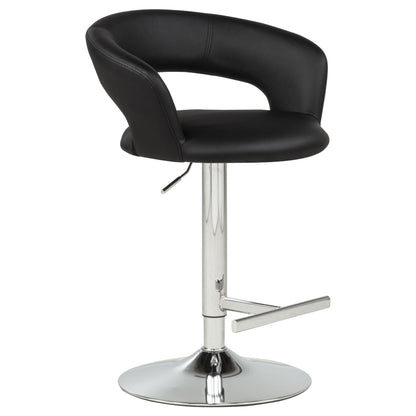 Travia Adjustable Faux Leather Swivel Bar Stool Black and Chrome