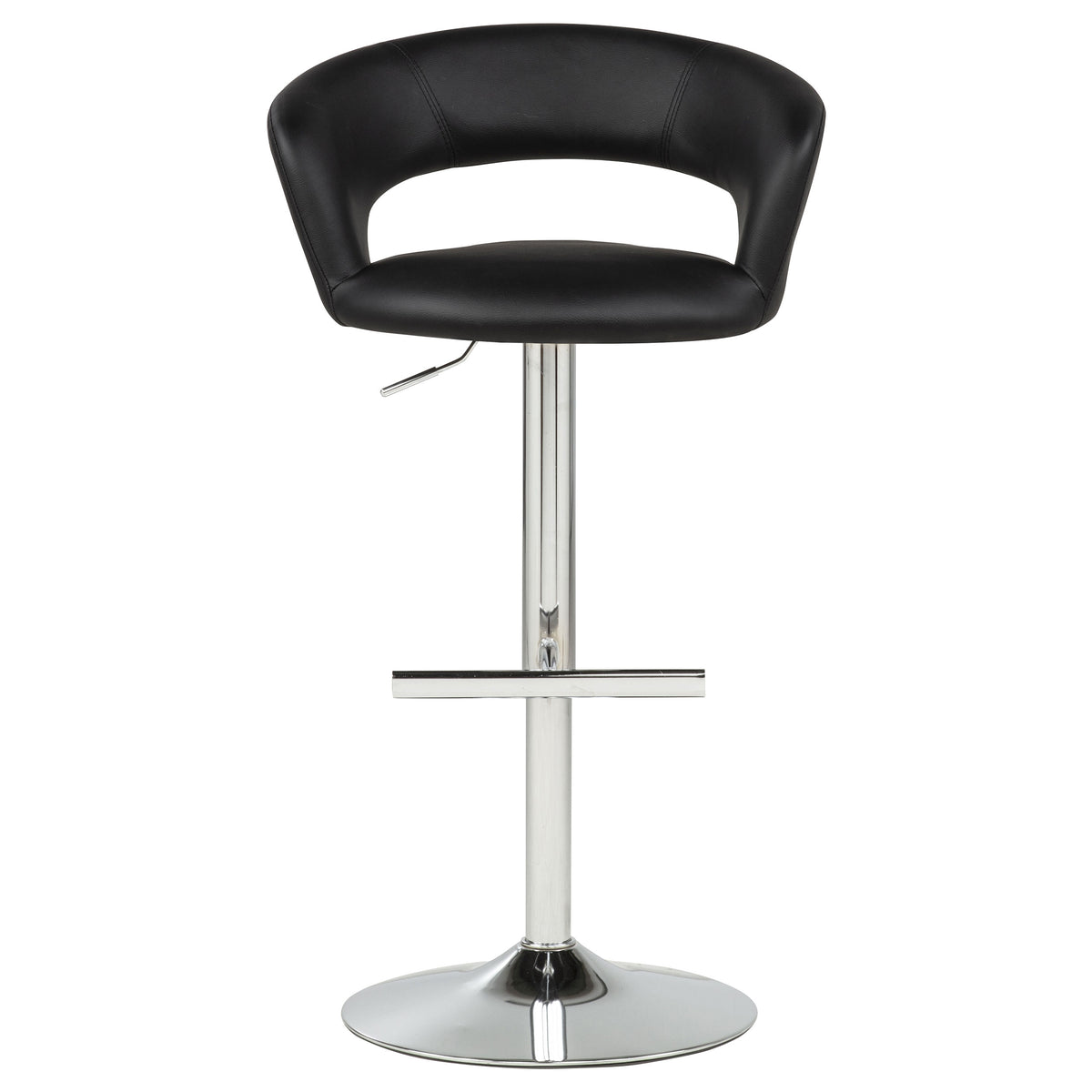 Travia Adjustable Faux Leather Swivel Bar Stool Black and Chrome