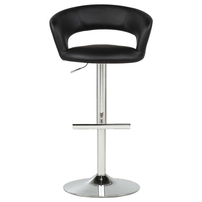Travia Adjustable Faux Leather Swivel Bar Stool Black and Chrome