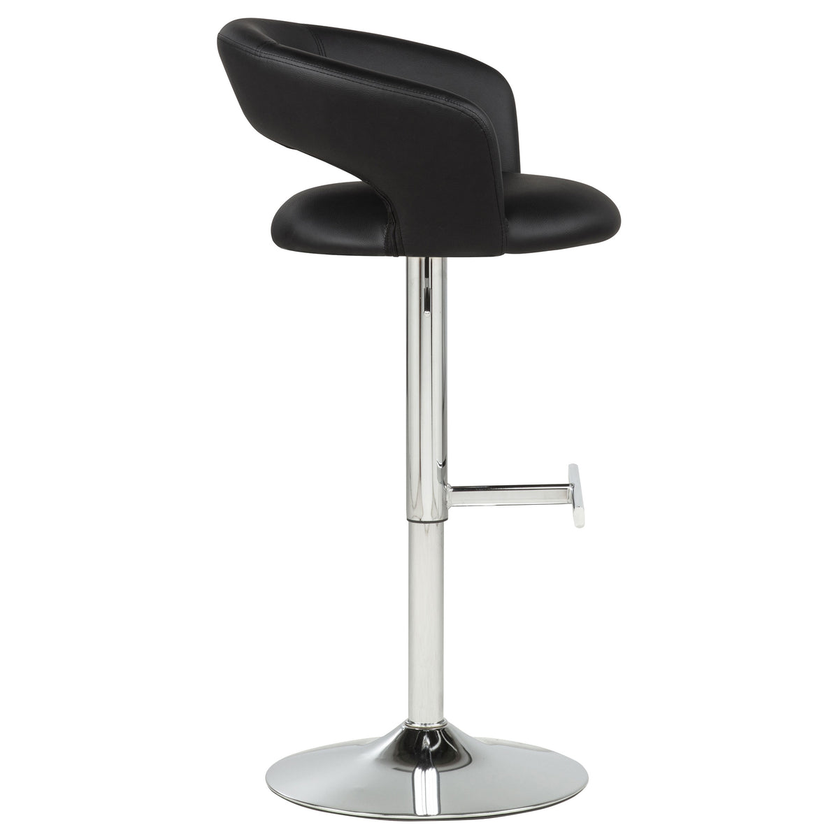 Travia Adjustable Faux Leather Swivel Bar Stool Black and Chrome