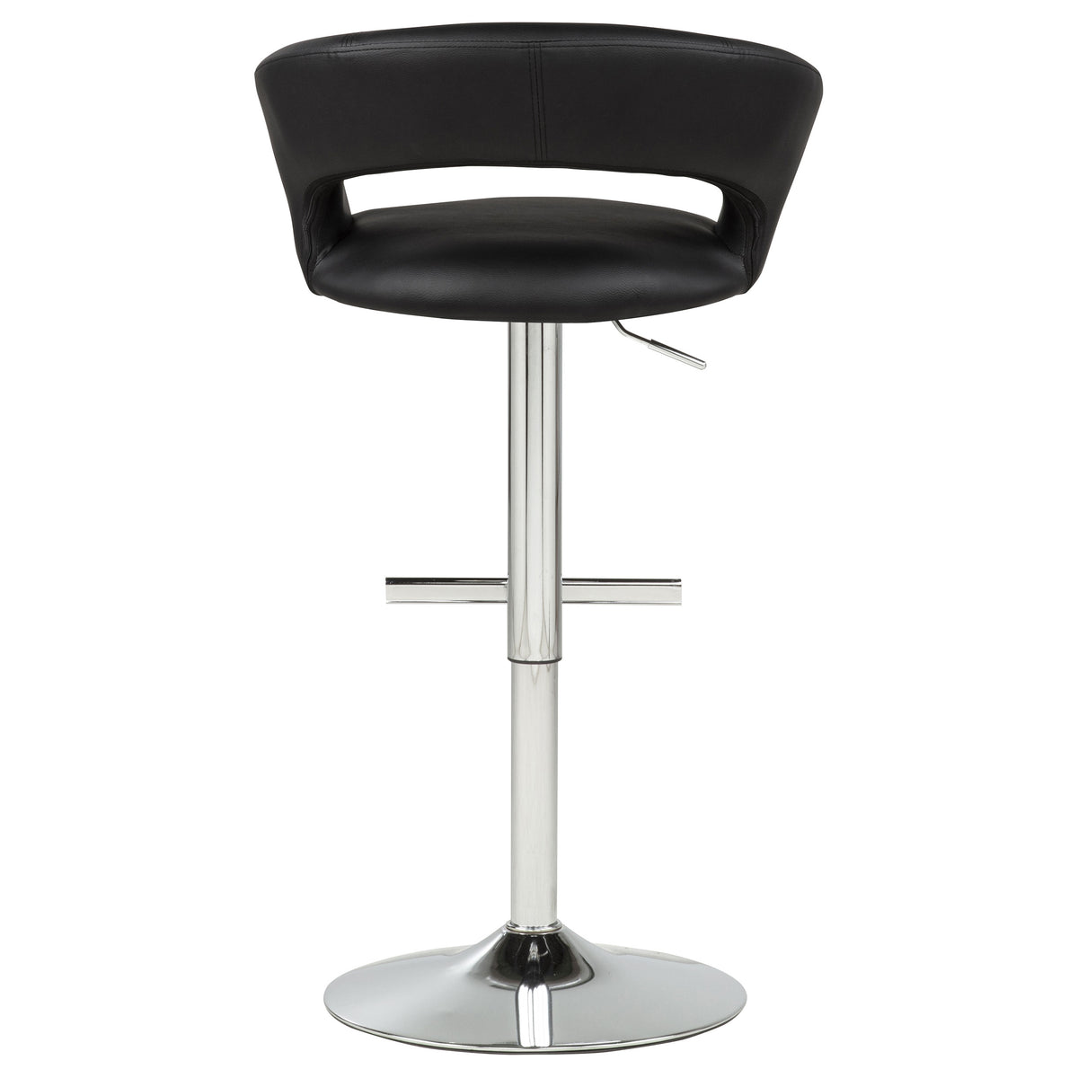 Travia Adjustable Faux Leather Swivel Bar Stool Black and Chrome