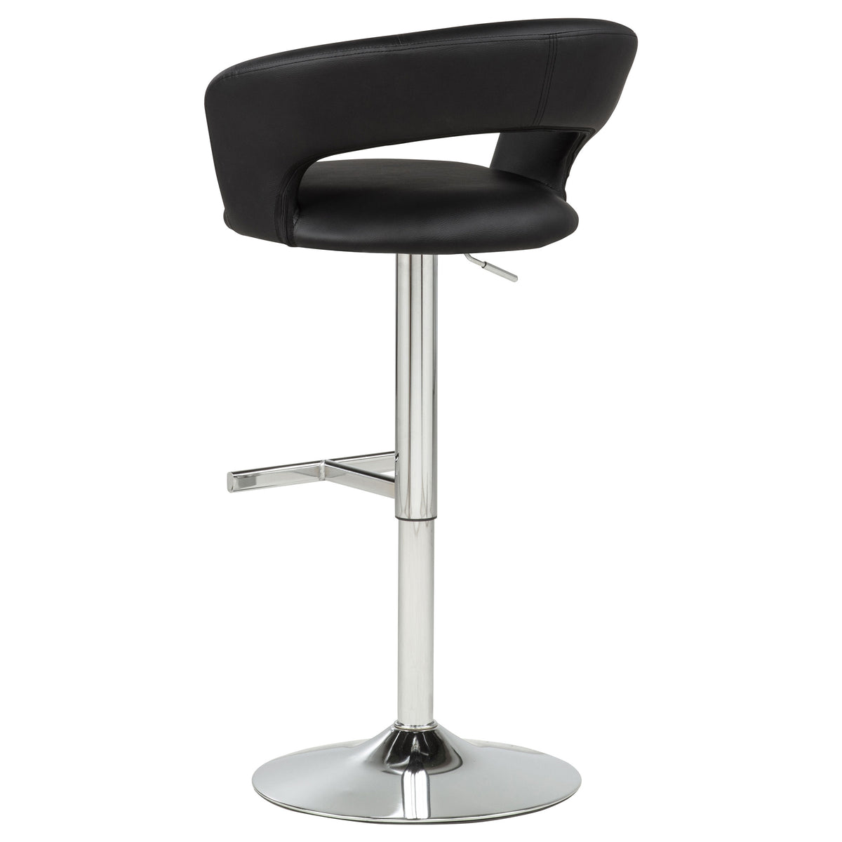 Travia Adjustable Faux Leather Swivel Bar Stool Black and Chrome