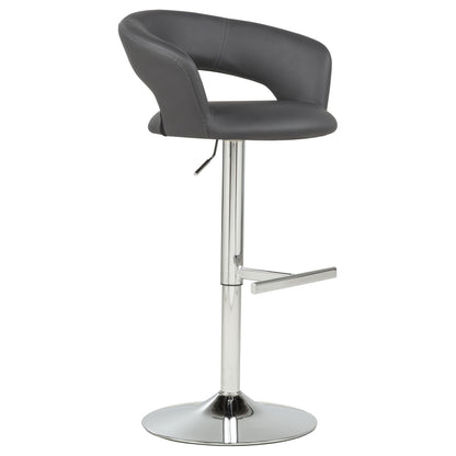 Travia Adjustable Faux Leather Swivel Bar Stool Grey and Chrome