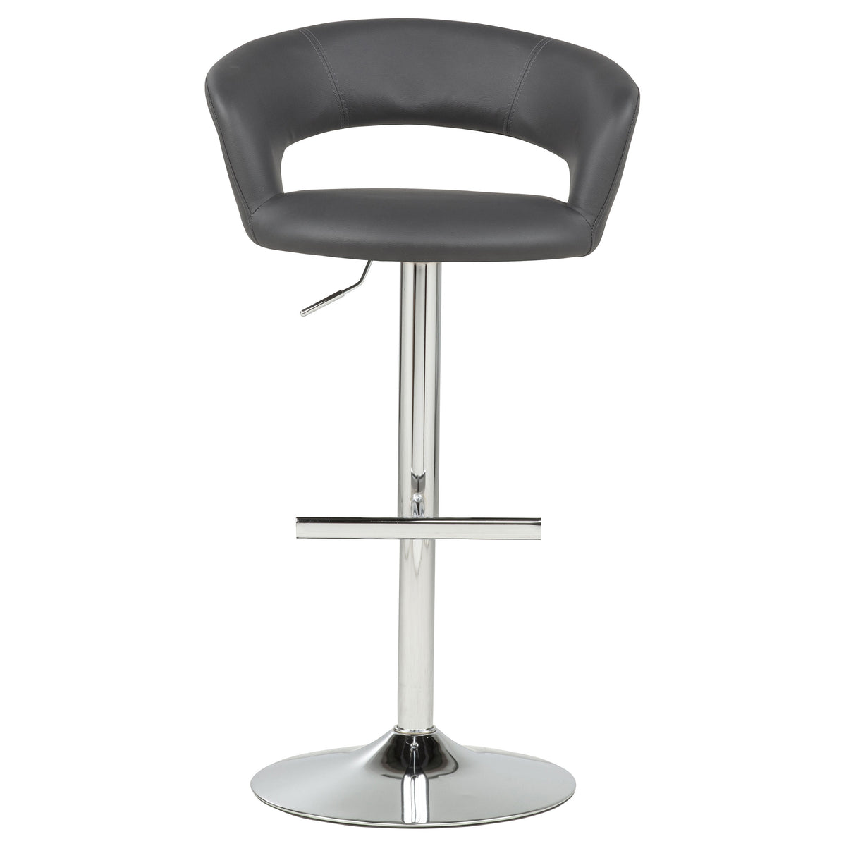 Travia Adjustable Faux Leather Swivel Bar Stool Grey and Chrome