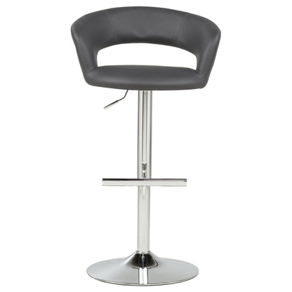 Travia Adjustable Faux Leather Swivel Bar Stool Grey and Chrome