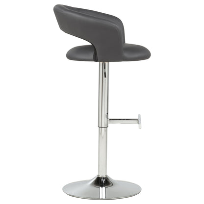 Travia Adjustable Faux Leather Swivel Bar Stool Grey and Chrome