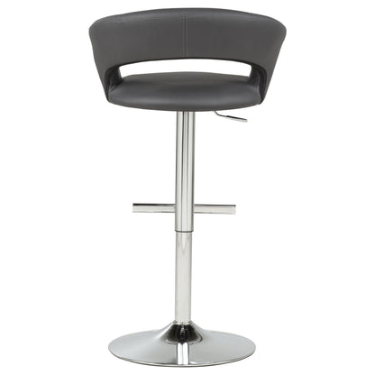 Travia Adjustable Faux Leather Swivel Bar Stool Grey and Chrome