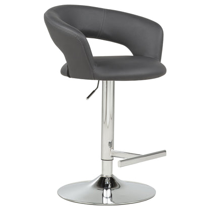Travia Adjustable Faux Leather Swivel Bar Stool Grey and Chrome