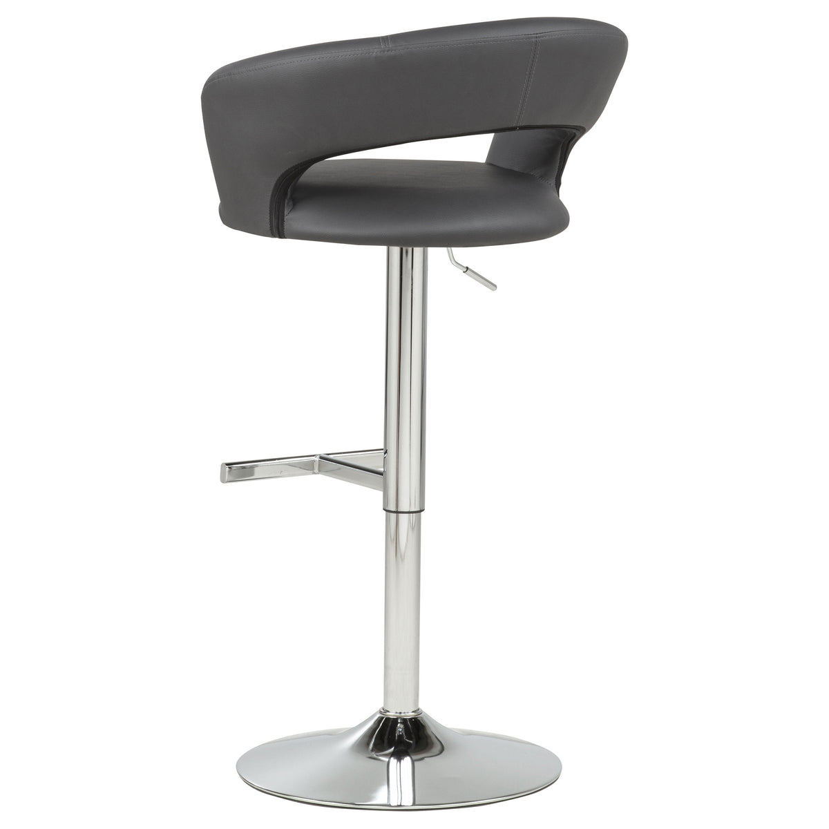 Travia Adjustable Faux Leather Swivel Bar Stool Grey and Chrome
