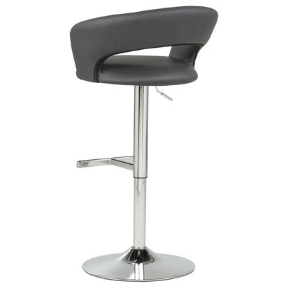 Travia Adjustable Faux Leather Swivel Bar Stool Grey and Chrome