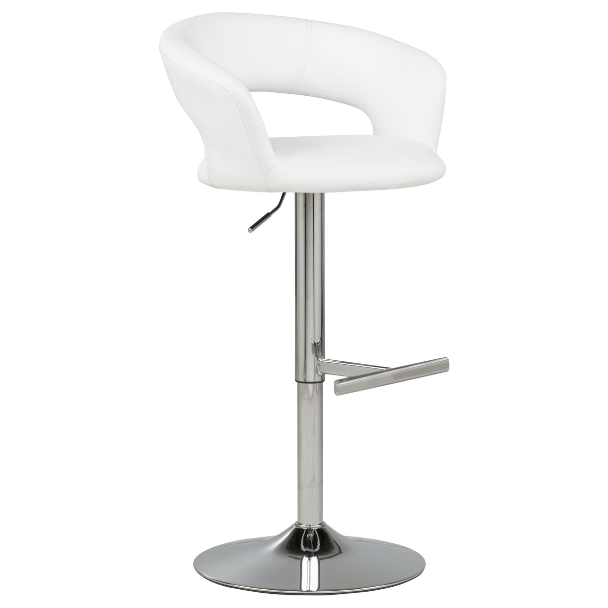 Travia Adjustable Faux Leather Swivel Bar Stool White and Chrome