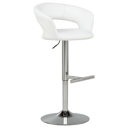 Travia Adjustable Faux Leather Swivel Bar Stool White and Chrome