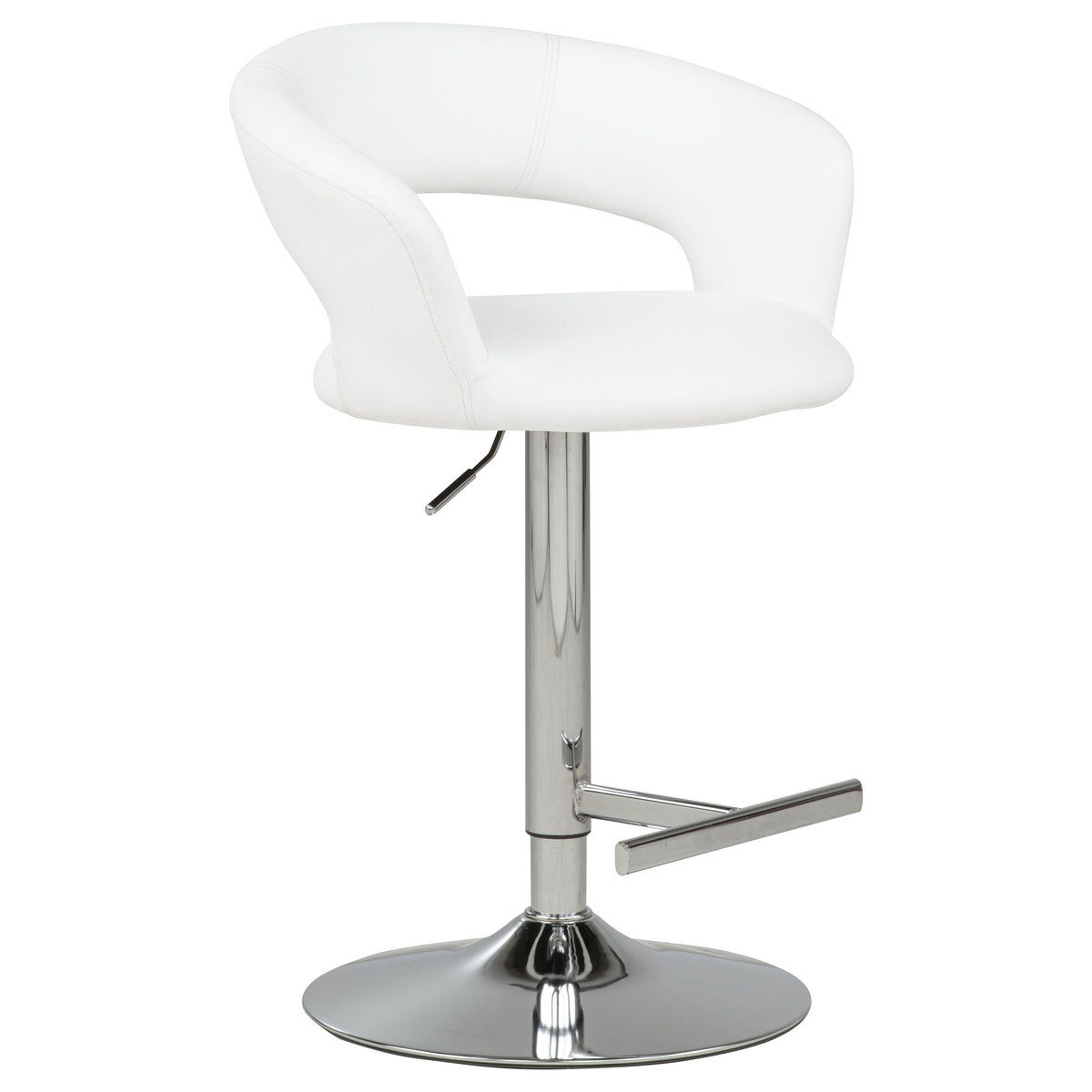 Travia Adjustable Faux Leather Swivel Bar Stool White and Chrome