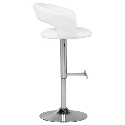 Travia Adjustable Faux Leather Swivel Bar Stool White and Chrome