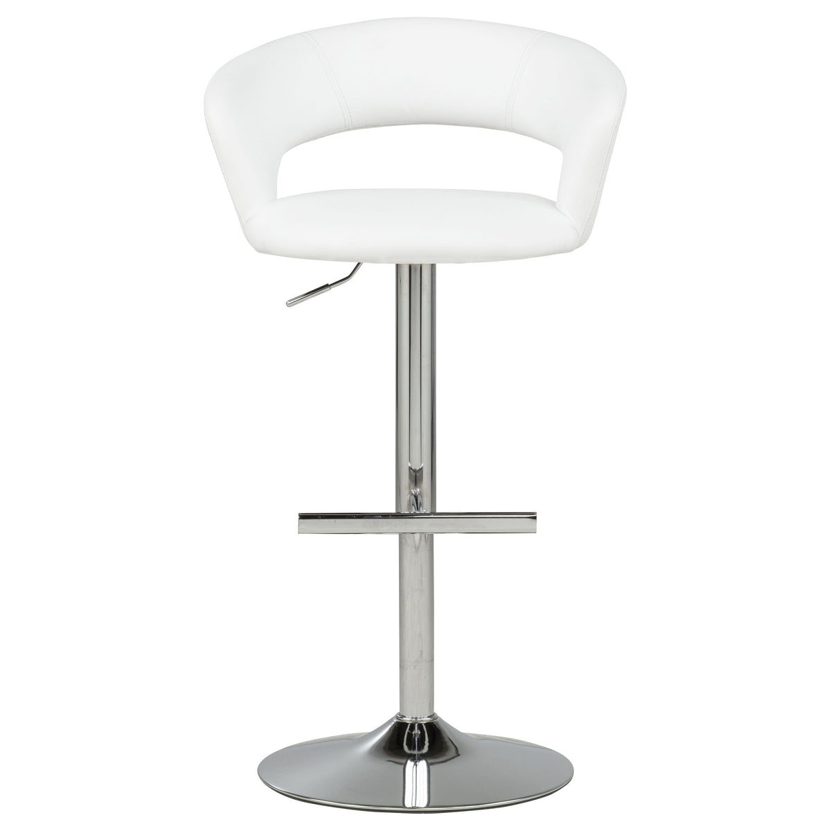 Travia Adjustable Faux Leather Swivel Bar Stool White and Chrome