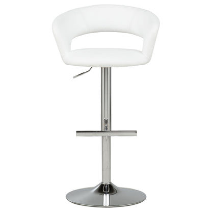 Travia Adjustable Faux Leather Swivel Bar Stool White and Chrome