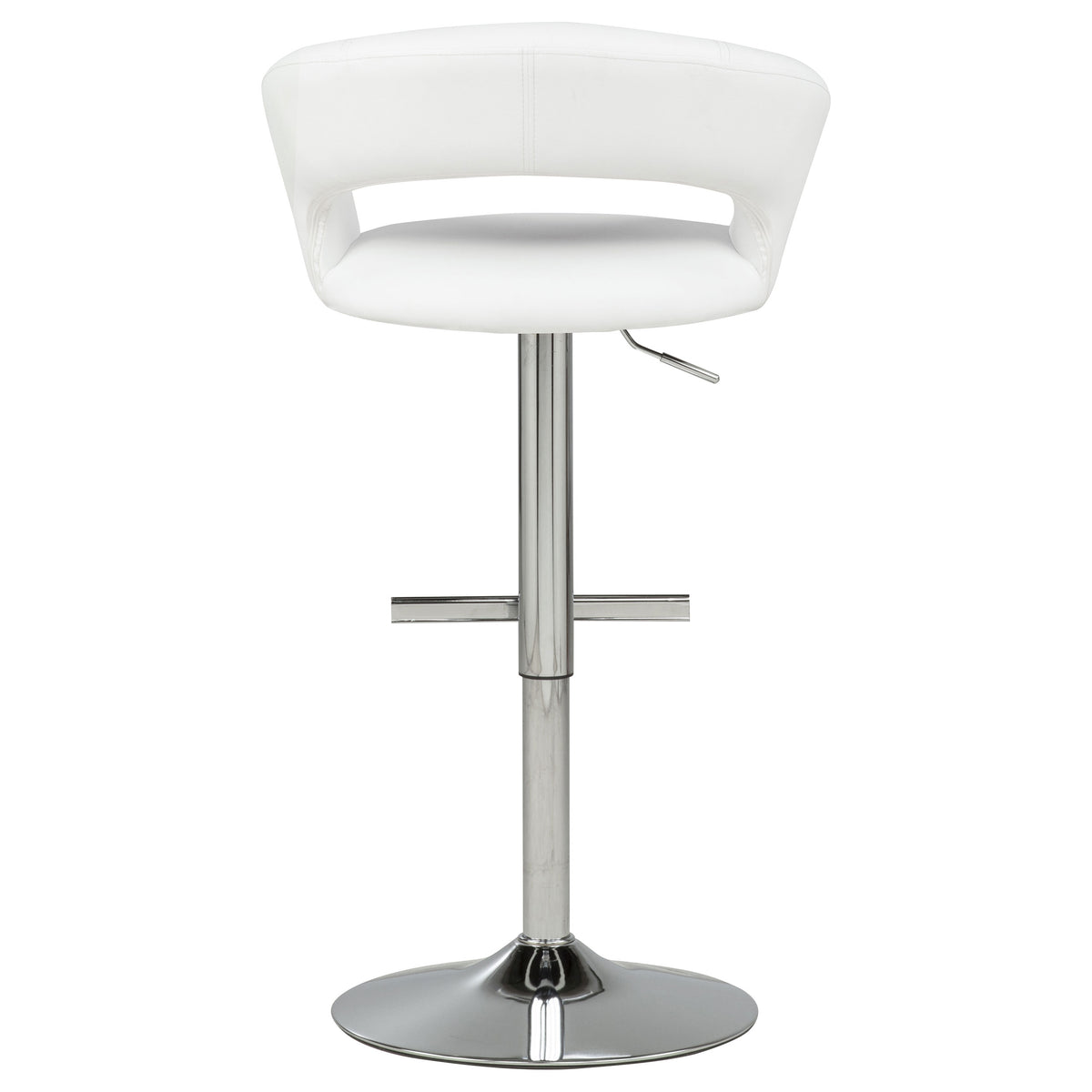 Travia Adjustable Faux Leather Swivel Bar Stool White and Chrome