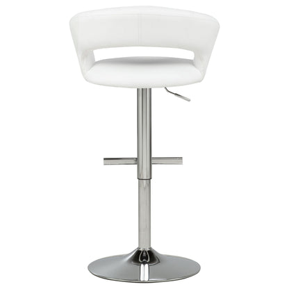 Travia Adjustable Faux Leather Swivel Bar Stool White and Chrome