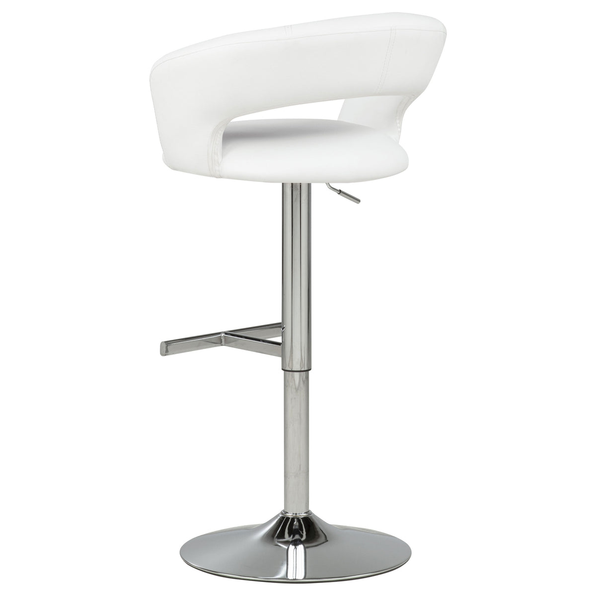 Travia Adjustable Faux Leather Swivel Bar Stool White and Chrome