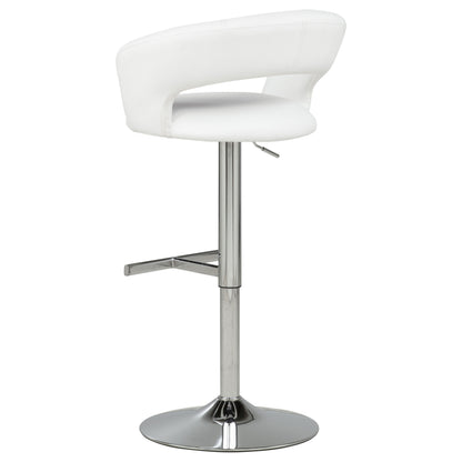 Travia Adjustable Faux Leather Swivel Bar Stool White and Chrome