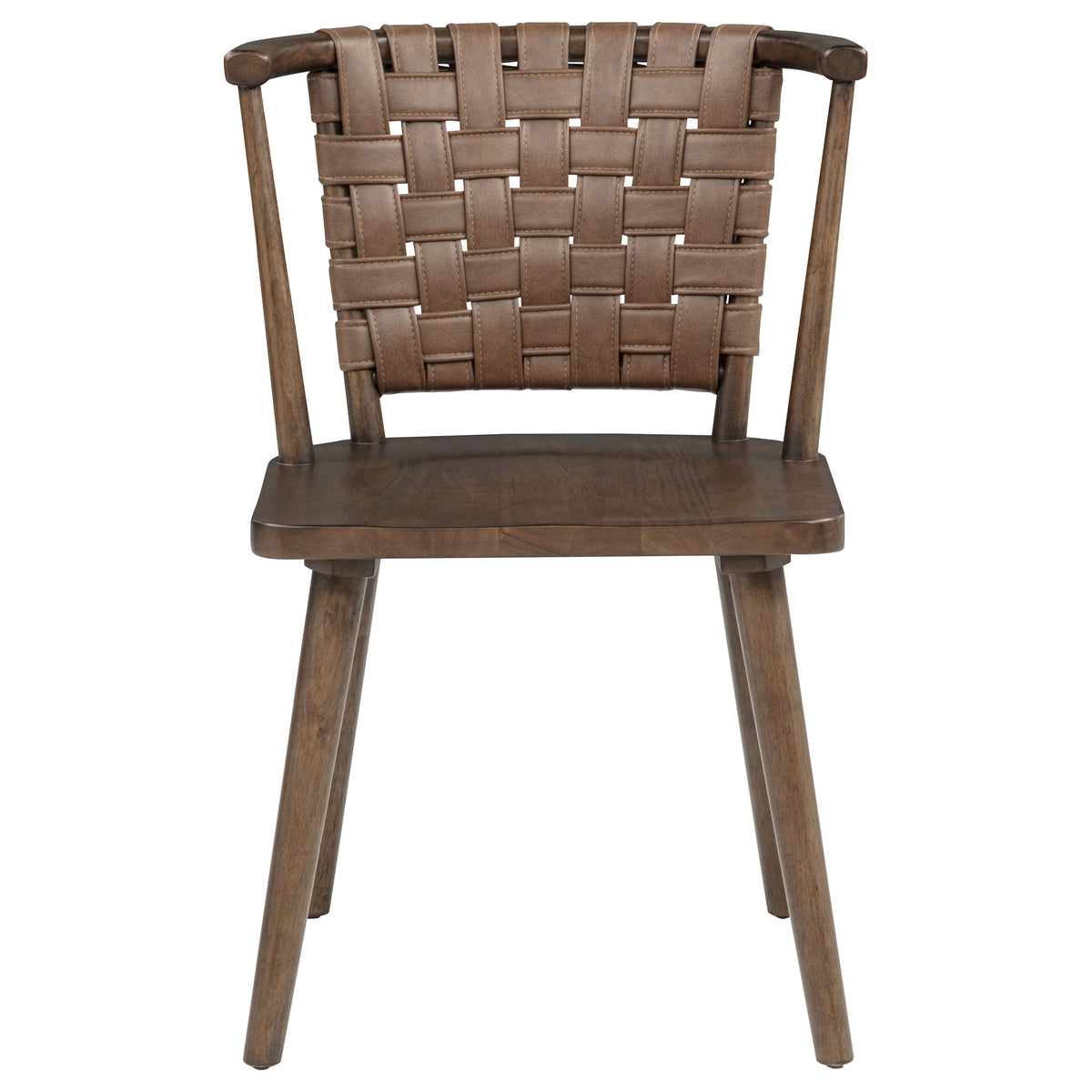 Tallis Woven Faux Leather Back Dining Side Chair Brown (Set of 2)