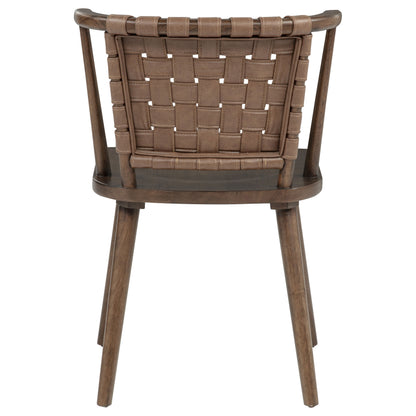Tallis Woven Faux Leather Back Dining Side Chair Brown (Set of 2)