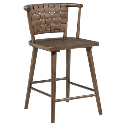 Tallis Woven Faux Leather Back Counter Chair Brown (Set of 2)