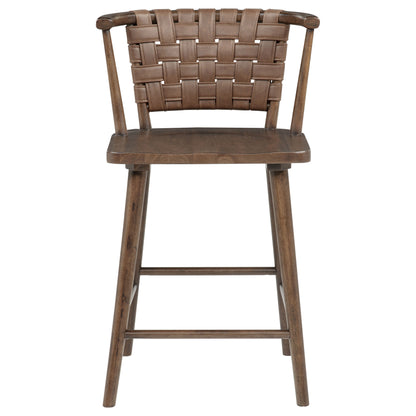 Tallis Woven Faux Leather Back Counter Chair Brown (Set of 2)