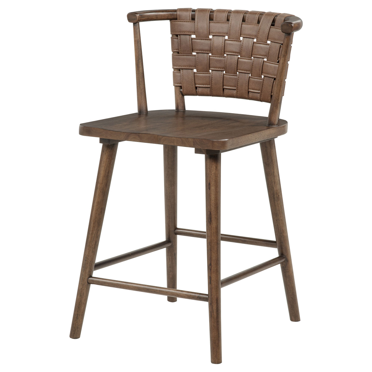 Tallis Woven Faux Leather Back Counter Chair Brown (Set of 2)