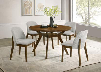Mueller Upholstered Dining Side Chair Brown and Beige (Set of 2)